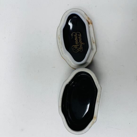 Limoges 24K Gold Castel Trinket Box Ceramic Gold Trim 24K Navy Blue - Picture 6 of 6